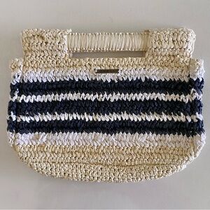 NEW O’Neill Raffia “Brandi” clutch bag in natural/black